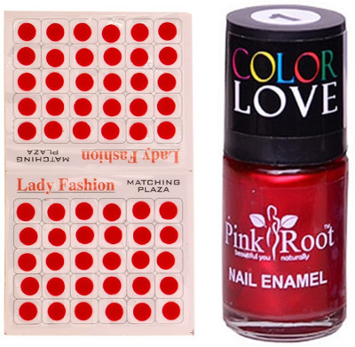 

Pink Root Nail Polish No. 01 (15ml) Lady Fashion No. 09 Red Bindi(Set of 2)