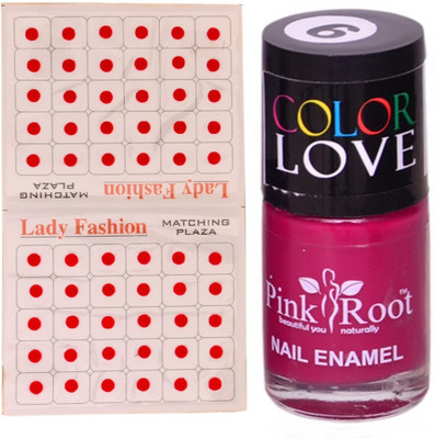 

Pink Root Nail Polish No. 09 (15ml) Lady Fashion No. 08 Red Bindi(Set of 2)