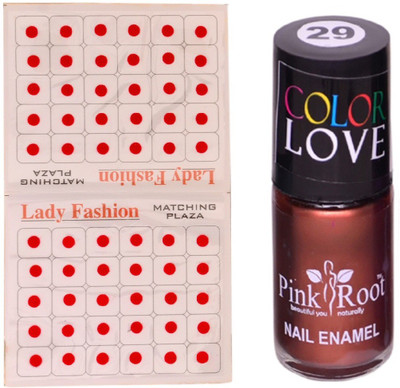 

Pink Root Nail Polish No. 29 (15ml) Lady Fashion No. 08 Red Bindi(Set of 2)