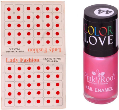 

Pink Root Nail Polish No. 44 (15ml) Lady Fashion No. 08 Red Bindi(Set of 2)