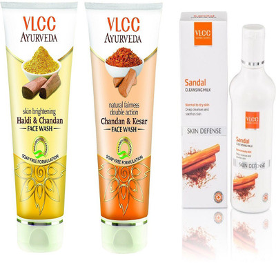 

VLCC Haldi chandan face wash 100ml + Chandan Kesar Face wash 100ml + Sandal Cleansing Milk 100ml(Set of 3)