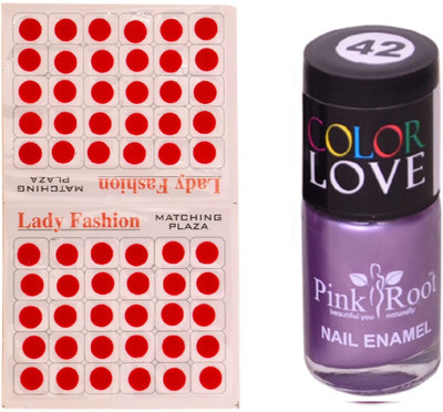 

Pink Root Nail Polish No. 42 (15ml) Lady Fashion No. 09 Red Bindi(Set of 2)