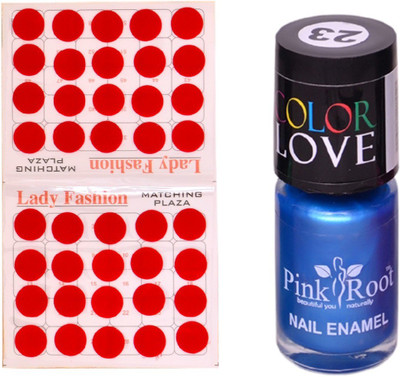 

Pink Root Nail Polish No. 23 (15ml) Lady Fashion No. 07 Red Bindi(Set of 2)