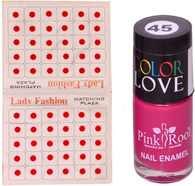 

Pink Root Nail Polish No. 45 (15ml) Lady Fashion No. 08 Red Bindi(Set of 2)