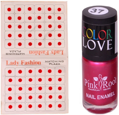 

Pink Root Nail Polish No. 37 (15ml) Lady Fashion No. 08 Red Bindi(Set of 2)