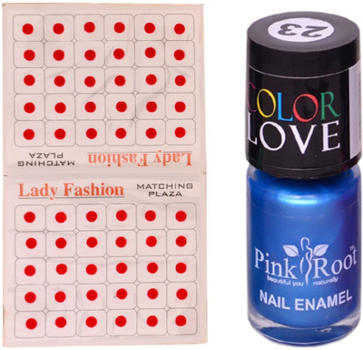 Pink Root Nail Polish No. 23 (15ml) Lady Fashion No. 08 Red Bindi(Set of 2)