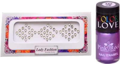 Pink Root Nail Polish No. 46 (15ml) Lady Fashion No. 06 Stone Bindi(Set of 2)