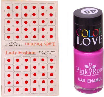 

Pink Root Nail Polish No. 48 (15ml) Lady Fashion No. 08 Red Bindi(Set of 2)