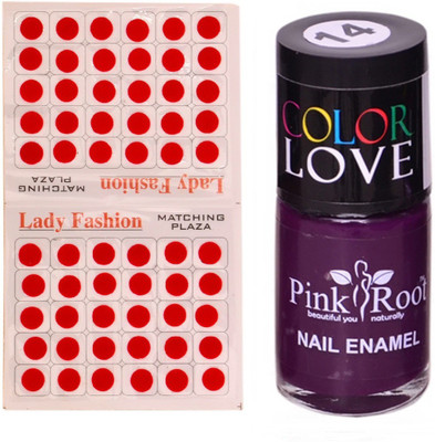

Pink Root Nail Polish No. 14 (15ml) Lady Fashion No. 09 Red Bindi(Set of 2)