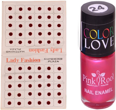 

Pink Root Nail Polish No. 24 (15ml) Lady Fashion No. 12 Maroon Bindi(Set of 2)