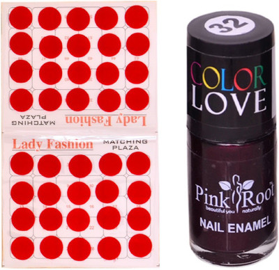

Pink Root Nail Polish No. 32 (15ml) Lady Fashion No. 07 Red Bindi(Set of 2)