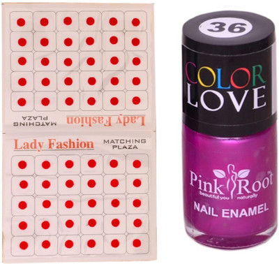

Pink Root Nail Polish No. 36 (15ml) Lady Fashion No. 08 Red Bindi(Set of 2)