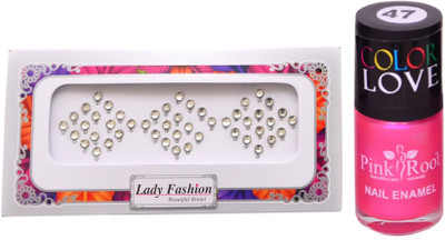 

Pink Root Nail Polish No. 47 (15ml) Lady Fashion No. 06 Stone Bindi(Set of 2)