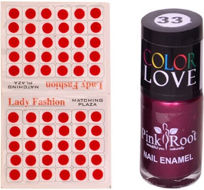 

Pink Root Nail Polish No. 33 (15ml) Lady Fashion No. 09 Red Bindi(Set of 2)