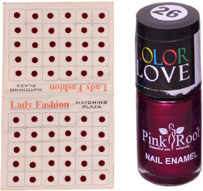 

Pink Root Nail Polish No. 26 (15ml) Lady Fashion No. 12 Maroon Bindi(Set of 2)
