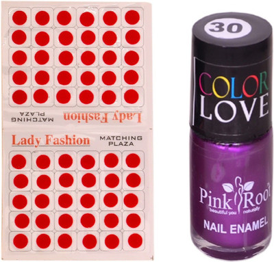 

Pink Root Nail Polish No. 30 (15ml) Lady Fashion No. 09 Red Bindi(Set of 2)