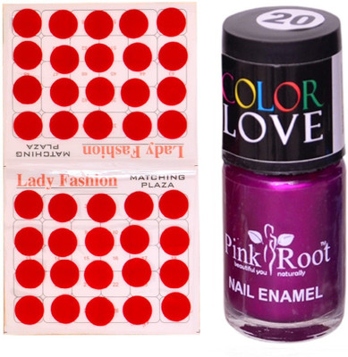 

Pink Root Nail Polish No. 20 (15ml) Lady Fashion No. 07 Red Bindi(Set of 2)
