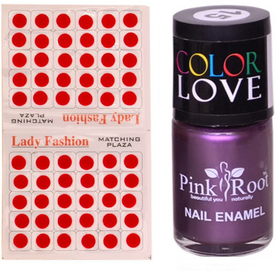 Pink Root Nail Polish No. 15 (15ml) Lady Fashion No. 09 Red Bindi(Set of 2)