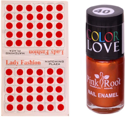 

Pink Root Nail Polish No. 40 (15ml) Lady Fashion No. 09 Red Bindi(Set of 2)