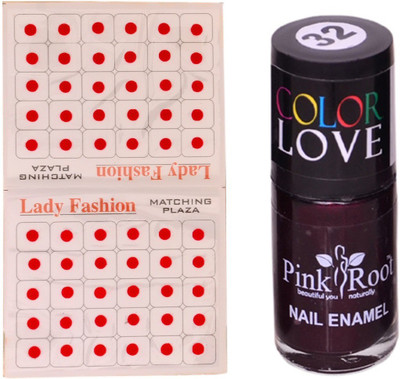 

Pink Root Nail Polish No. 32 (15ml) Lady Fashion No. 08 Red Bindi(Set of 2)