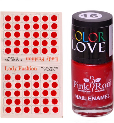 

Pink Root Nail Polish No. 16 (15ml) Lady Fashion No. 09 Red Bindi(Set of 2)