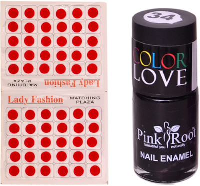 

Pink Root Nail Polish No. 34 (15ml) Lady Fashion No. 09 Red Bindi(Set of 2)