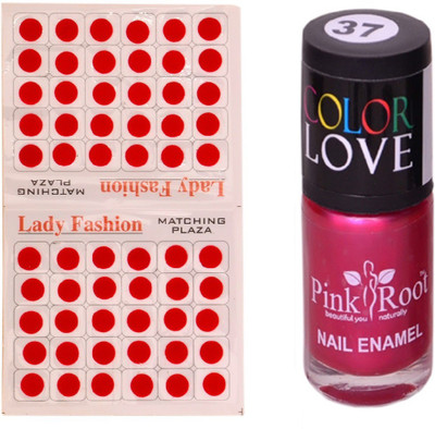 

Pink Root Nail Polish No. 37 (15ml) Lady Fashion No. 09 Red Bindi(Set of 2)