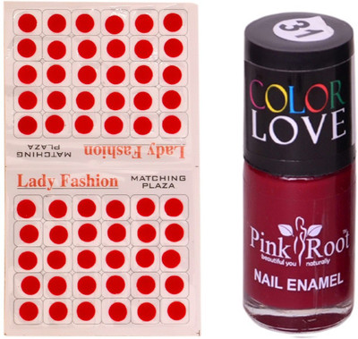 

Pink Root Nail Polish No. 31 (15ml) Lady Fashion No. 09 Red Bindi(Set of 2)