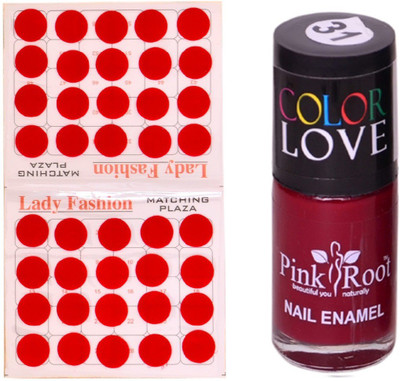 

Pink Root Nail Polish No. 31 (15ml) Lady Fashion No. 07 Red Bindi(Set of 2)
