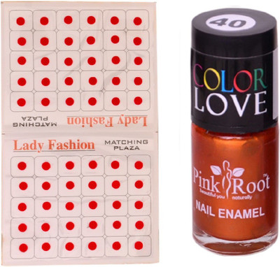 

Pink Root Nail Polish No. 40 (15ml) Lady Fashion No. 08 Red Bindi(Set of 2)