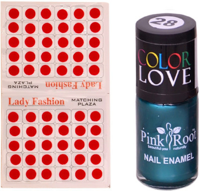 

Pink Root Nail Polish No. 28 (15ml) Lady Fashion No. 09 Red Bindi(Set of 2)