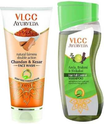 

VLCC Ayurveda Hair Fall Control Shampoo 100ml + Chandan & Kesar Face wash 100ml(Set of 2)