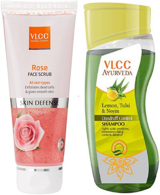 

VLCC Ayurveda Dandruff control shampoo 100ml + Rose Face scrub 80gm(Set of 2)