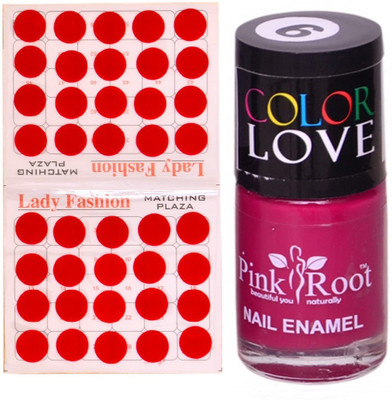 

Pink Root Nail Polish No. 09 (15ml) Lady Fashion No. 07 Red Bindi(Set of 2)