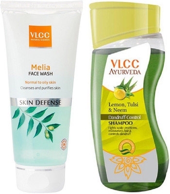 

VLCC Ayurveda Dandruff control shampoo 100ml + Melia face wash 80ml(Set of 2)