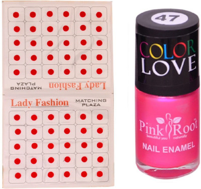 

Pink Root Nail Polish No. 47 (15ml) Lady Fashion No. 08 Red Bindi(Set of 2)