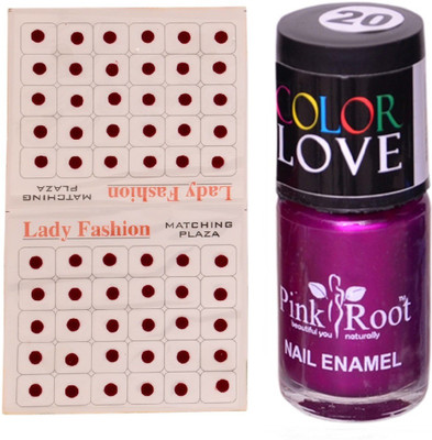 

Pink Root Nail Polish No. 20 (15ml) Lady Fashion No. 12 Maroon Bindi(Set of 2)