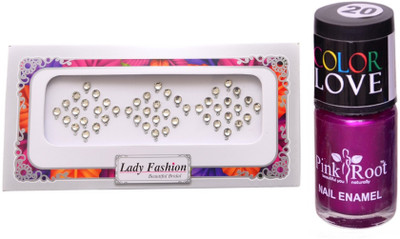 

Pink Root Nail Polish No. 20 (15ml) Lady Fashion No. 06 Stone Bindi(Set of 2)