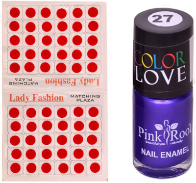 

Pink Root Nail Polish No. 27 (15ml) Lady Fashion No. 09 Red Bindi(Set of 2)