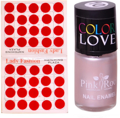 Pink Root Nail Polish No. 10 (15ml) Lady Fashion No. 07 Red Bindi(Set of 2)