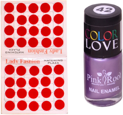 

Pink Root Nail Polish No. 42 (15ml) Lady Fashion No. 07 Red Bindi(Set of 2)