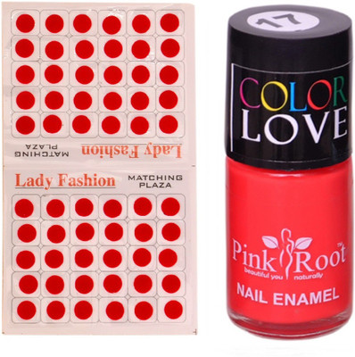 

Pink Root Nail Polish No. 17 (15ml) Lady Fashion No. 09 Red Bindi(Set of 2)