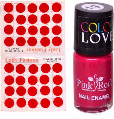 

Pink Root Nail Polish No. 19 (15ml) Lady Fashion No. 07 Red Bindi(Set of 2)