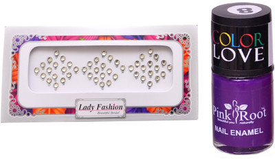 

Pink Root Nail Polish No. 08 (15ml) Lady Fashion No. 06 Stone Bindi(Set of 2)