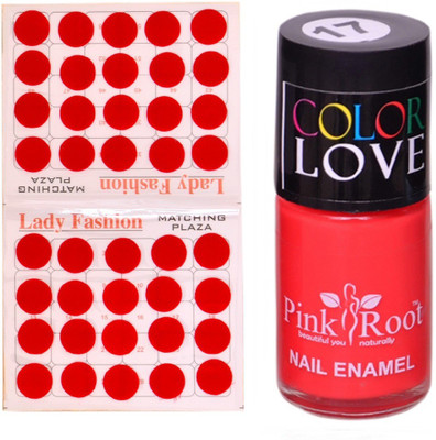 

Pink Root Nail Polish No. 17 (15ml) Lady Fashion No. 07 Red Bindi(Set of 2)