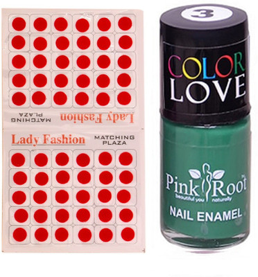 

Pink Root Nail Polish No. 03 (15ml) Lady Fashion No. 09 Red Bindi(Set of 2)