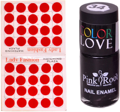 

Pink Root Nail Polish No. 34 (15ml) Lady Fashion No. 07 Red Bindi(Set of 2)