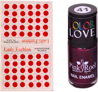 

Pink Root Nail Polish No. 41 (15ml) Lady Fashion No. 09 Red Bindi(Set of 2)