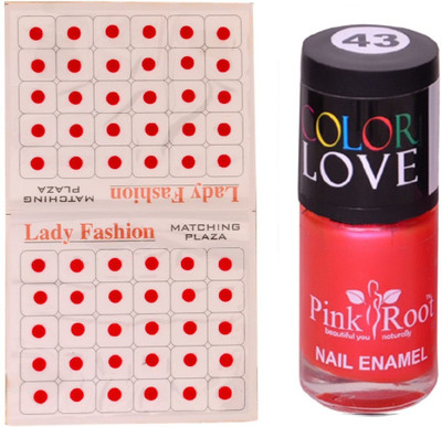 

Pink Root Nail Polish No. 43 (15ml) Lady Fashion No. 08 Red Bindi(Set of 2)