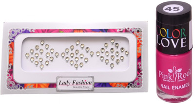 

Pink Root Nail Polish No. 45 (15ml) Lady Fashion No. 06 Stone Bindi(Set of 2)